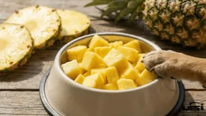 fresh pineapple pieces prepared for dogs
